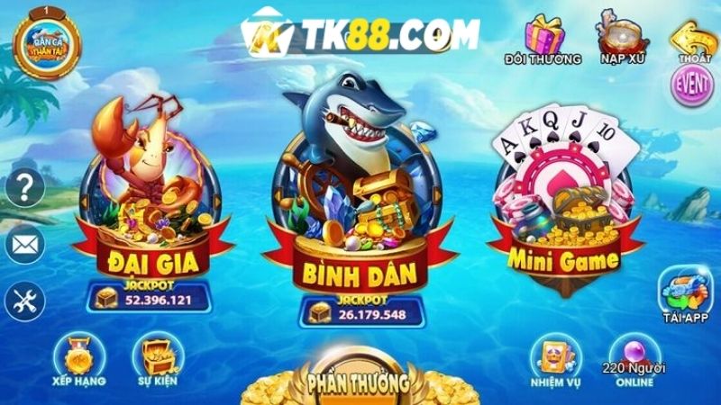 Game tích hợp nhiều phòng chơi game với level khác nhau 