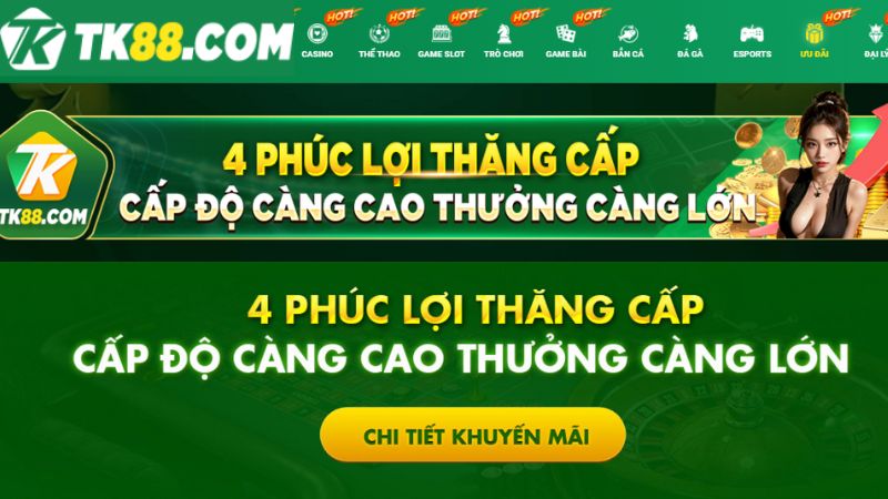 TK88 thưởng thăng cấp VIP siêu hời