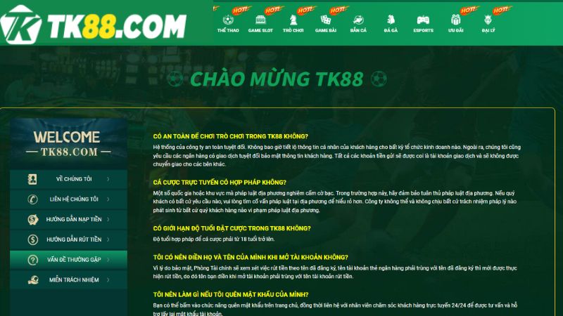 Thắc mắc thường gặp khi giải trí tại nhà cái TK88